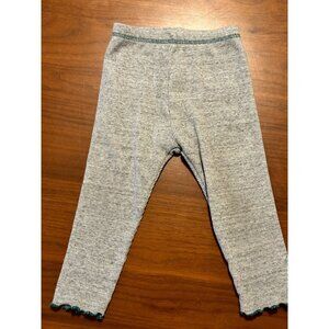 Infant Zara Ribbed Cotton Blend Leggings 12-18 Months Gray & Green Trim